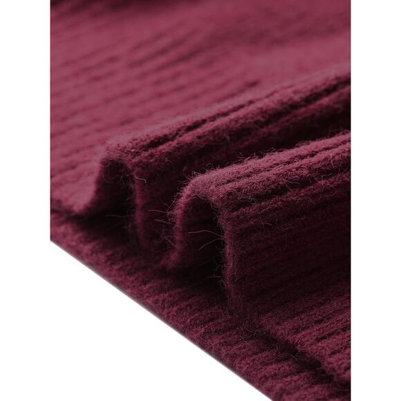 Plus Size V Neck Striped Knit Casual Pullover Sweater Vests Burgundy - Picture 5 of 6